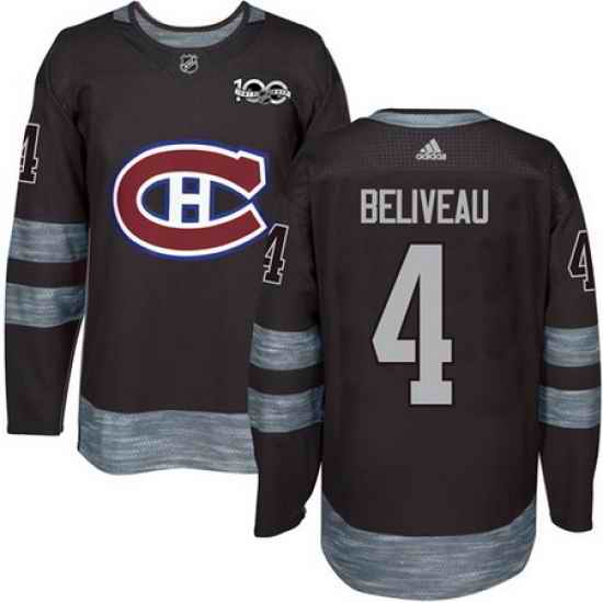 Canadiens #4 Jean Beliveau Black 1917 2017 100th Anniversary Stitched NHL Jersey